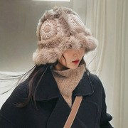 大头围粗毛线帽子女秋冬季宽松保暖堆堆冷帽大脸显脸小针织护耳帽