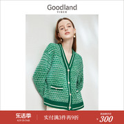 goodland美地女装春季通勤圈圈纱毛衫外套，羊毛混纺针织衫