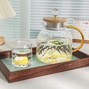 玻璃冷水壶家用透明高硼硅带把大容量耐高温泡，茶壶凉水壶杯子套装