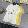 白色短袖t恤女刺绣2021款宽松大版荧光黄圆领(黄圆领，)打底衫纯棉粉色上衣