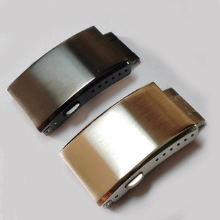 不锈钢实心扣加长表扣折叠扣双按扣手表，配件18mm20mm22mm黑银