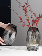 定制现代简约北欧几何银色陶瓷花瓶样板间轻奢摆件创意家居软装饰