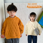 儿童夹棉卫衣加厚秋冬季男童装韩版女童，棉服外套2023宝宝上衣