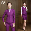 东航空姐制服女职业紫蓝色套装套裙修身时尚美容师金店前台工作服