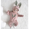 婴儿套装秋冬款女宝宝，三个月宝宝兔耳朵冬装，连体衣家居服睡衣1036