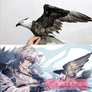 彼特猫仿真羽毛老鹰cosplay园林影视拍摄.道具金雕模型驱鸟鹰银灰