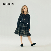 RBIGX瑞比克童装秋季女童甜美淑女设计感撞色领带衬衫
