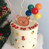 网红韩国小熊软陶插件烘焙蛋糕，装饰品围边贴纸气球生日甜品台摆件