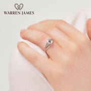 warrenjames简约闪耀银白色，4爪设计9ct白金戒指女款情人节礼物