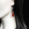 红黑宝石吊坠耳环，暗黑蝙蝠装饰耳环时尚，精美饰品耳环