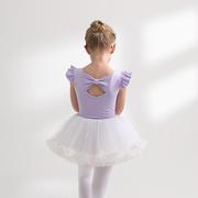 儿童舞蹈服夏季无袖棉紫色女童练功服幼儿芭蕾舞裙套装定