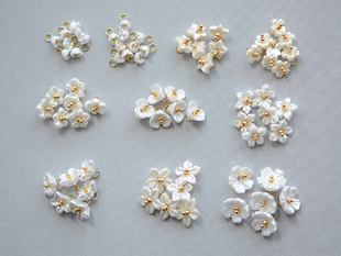 sz344优雅的珍珠白色迷你树脂，小花吊坠合集，diy绕线成品4个包