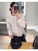 韩国helder蕾丝拼接衬衫法式宫廷风小众设计感娃娃领长袖上衣