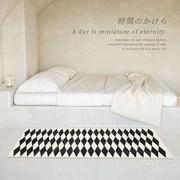 仿羊绒日式地毯卧室ins风床边毯可睡可坐少女格子床前地垫可机洗