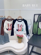 韩版女童装儿童春季时髦可爱卡通长袖T恤宝宝上衣打底衫