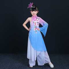 儿童古典舞蹈演出服装六一节日女童飘逸中国风扇子舞台表演服