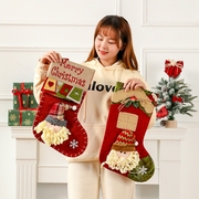 圣诞节袜子礼物袋大号糖果袋儿童幼儿园圣诞老人雪人场景装饰布置
