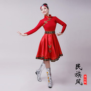 蒙古舞蹈服女装短款少数民族，演出服饰大摆裙，成人蒙族舞表演服