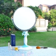 原创设计桌面化妆镜台式树脂，百合花双面镜梳妆镜，创意田园美容镜子