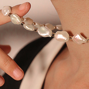 原创小众颈链锁骨链天然淡水巴洛克异形珍珠项链短款chocker极光