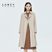 lancy朗姿冬季羊毛，大衣中长款收腰毛呢，外套女士简约气质高端