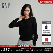 gap女装春季logo羊毛混纺，宽松廓形高级针织开衫洋气毛衣721573