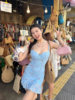泰国旅游度假短裙多巴胺少女风网纱刺绣碎花性感荷叶边吊带连衣裙