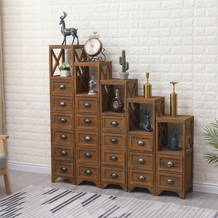 美式复古床头柜实木小柜子创意卧室窄柜欧式30cm迷你床边柜收纳柜