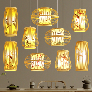 新中式吊灯禅意茶室餐厅艺术吧台，创意中国风装饰灯日式餐饮店灯罩