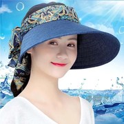 夏天折叠太阳帽女式防晒洋气，妈妈时尚空顶，骑车遮阳帽子大檐沙滩帽