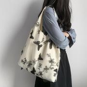刺绣蝴蝶蕾丝仙女，袋休闲出行帆布包，大容量单肩包
