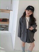 儿童西装外套女童2023春季洋气时髦韩版宽松女孩时髦休闲西服