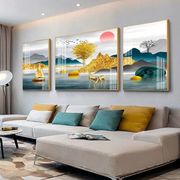 客厅装饰画现代简约沙发背景墙壁画北欧轻奢有框三联挂画晶瓷镶钻