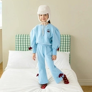 女童运动套装韩国童装，berryberry2023冬季大童洋气，蝴蝶结加绒加厚