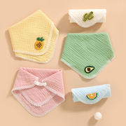 纯棉宝宝口水巾纯棉三角巾卡通，贴花纯色新生儿方巾，婴儿宝宝口水巾