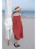 阿美商店原创俏皮波点绑带吊带裙海边度假红色连衣裙子沙滩仙女裙