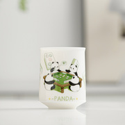 打麻将的熊猫原创茶杯主人，杯陶瓷杯单杯个人专用品茗杯定制logo