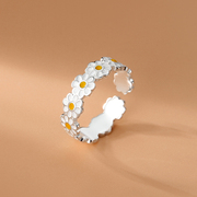 纯银戒指女小雏菊花朵设计甜美气质时尚清新指环食指戒子春季