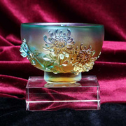 梅兰竹菊杯碗琉璃工艺品摆件中式客厅结婚礼物创意家居装饰品 菊