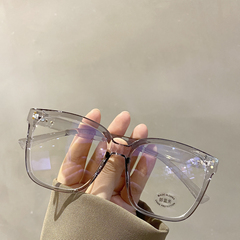 眼镜超大近视框架方形透明灰色