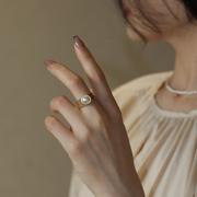 英国设计师topwhit高贵珍珠，镶嵌小众设计感法式复古气质中指戒指