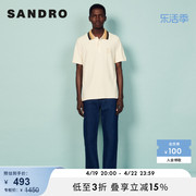sandrooutlet男装初春个性时尚，棉质白色短袖polo衫shpts01063
