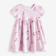 女童粉红色精灵短袖连衣裙，宝宝纯棉公主裙，儿童夏装中小童仙女裙子