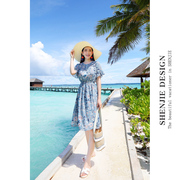 泰国海南三亚海边度假沙滩裙夏秋女装波西米亚种长裙雪纺裙连衣裙