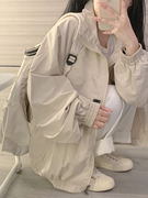 韩系短款风衣外套女设计感2023春秋，宽松独特上衣小众学生夹克