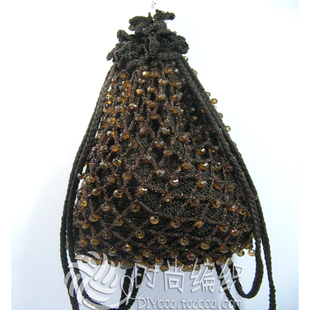 咖啡色珠网双肩背串珠网编织钩手工艺私人，订制森女系民族风包包