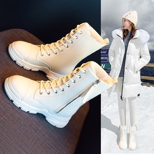 马丁靴女鞋2022年雪地靴，长靴冬季棉鞋白色，靴子春秋单靴中筒靴