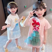 2女宝宝夏装网红短袖，t恤裙子夏季女童公主女孩，女夏天1-3岁5连衣裙