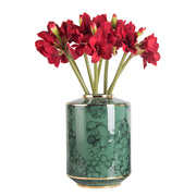 欧美风格轻奢客厅桌面装饰品墨绿色描金高颜值陶瓷花器插花瓶摆件