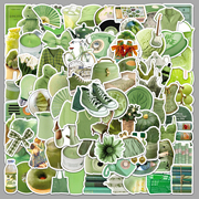 100张绿色INS风贴纸卡通可爱小清新防水涂鸦装饰笔记本行李箱贴画